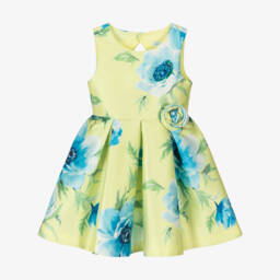 Abel & Lula-Girls Satin Dress with Floral Elegance | Childrensalon Outlet