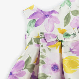 Abel & Lula-فستان ساتان للبنات مزين بزهور عاجية | Childrensalon Outlet