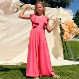 Abel & Lula-Шелковый пурпурный комбинезон с рюшами для девочек | Childrensalon Outlet