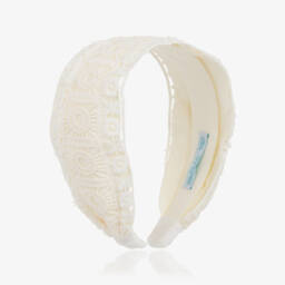 Abel & Lula-Girls Soft Ivory Crochet Headband | Childrensalon Outlet
