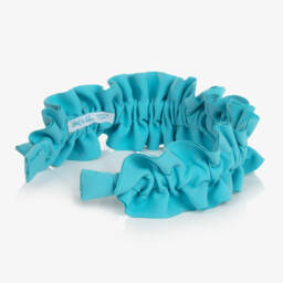 Abel & Lula-Girls Teal Blue Ruffle Hairband | Childrensalon Outlet
