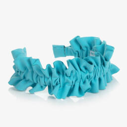 Abel & Lula-Girls Teal Blue Ruffle Hairband | Childrensalon Outlet