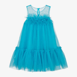 Abel & Lula-Girls Turquoise Dream Tulle Gown | Childrensalon Outlet