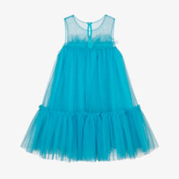 Abel & Lula-Girls Turquoise Dream Tulle Gown | Childrensalon Outlet