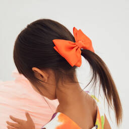 Abel & Lula-Girls' Vibrant Orange Ribbon Clip | Childrensalon Outlet
