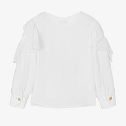 Abel & Lula-Girls White Chiffon Ruffle Blouse | Childrensalon Outlet