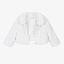 Abel & Lula-Girls White Faux Fur Jacket | Childrensalon Outlet