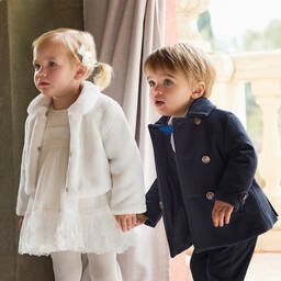 Abel & Lula-Girls White Faux Fur Jacket | Childrensalon Outlet
