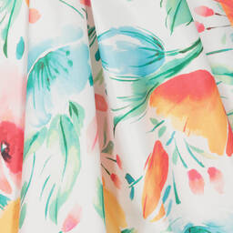 Abel & Lula-Girls White Floral Satin Dress | Childrensalon Outlet