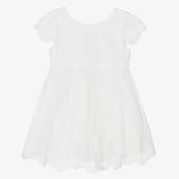 Abel & Lula-Girls White Floral Tulle & Lace Dress | Childrensalon Outlet