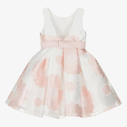 Abel & Lula-Girls White Organza Floral Jacquard Dress | Childrensalon Outlet