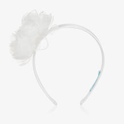 Abel & Lula-Girls White Organza Flower Hairband | Childrensalon Outlet