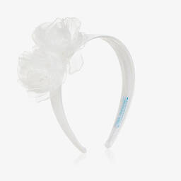 Abel & Lula-Girls White Organza Flower Hairband | Childrensalon Outlet