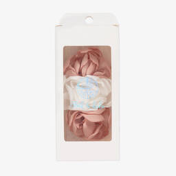 Abel & Lula-Girls White & Pink Floral Lace Headband | Childrensalon Outlet