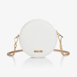 Abel & Lula-Girls White Roses Round Bag (14cm)  | Childrensalon Outlet