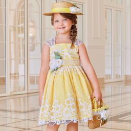 girls mustard floral dress