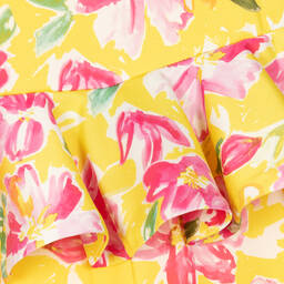 Abel & Lula-Girls Yellow Satin Floral Jumpsuit | Childrensalon Outlet