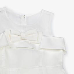 Abel & Lula-Ivory Satin Bow Jumpsuit for Girls | Childrensalon Outlet