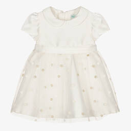 Abel & Lula-Кремовое платье из атласа и тюля в горох | Childrensalon Outlet