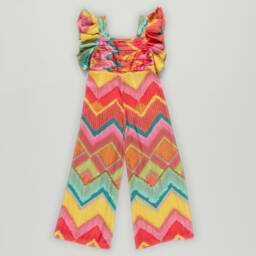 Abel & Lula-Preloved Girls Pink Geometric Print Jumpsuit (8 years) | Childrensalon Outlet