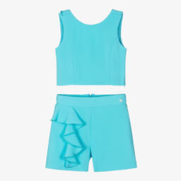 Abel & Lula-Костюм из крепа с оборками бирюзовый для девочек | Childrensalon Outlet