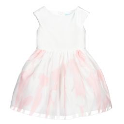 Abel & Lula-White & Pink Satin Dress | Childrensalon Outlet