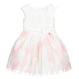 Abel & Lula-White & Pink Satin Dress | Childrensalon Outlet