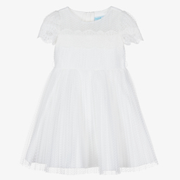 Abel & Lula-Белое плиссированное платье из тюля | Childrensalon Outlet