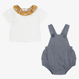 Absorba-Baby Girls Blue Dungaree Set | Childrensalon Outlet