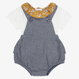 Absorba-Baby Girls Blue Dungaree Set | Childrensalon Outlet