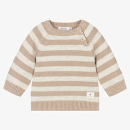 Absorba-Beige Stripe Knitted Cotton Sweater | Childrensalon Outlet
