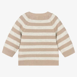 Absorba-Beige Stripe Knitted Cotton Sweater | Childrensalon Outlet