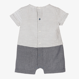 Absorba-Blue Chambray Stripe Shortie   | Childrensalon Outlet