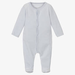 Absorba-Blue Cotton Velour Babygrow | Childrensalon Outlet