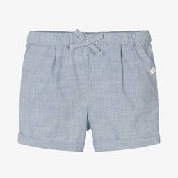 ابسوربا-شورت قطن عضوي أكسفورد مقلم لون أزرق وأبيض | Childrensalon Outlet