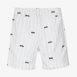 Absorba-شورت أطفال ولادي قطن مقلم لون أزرق باهت وأبيض | Childrensalon Outlet