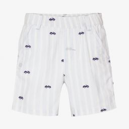 Absorba-شورت أطفال ولادي قطن مقلم لون أزرق باهت وأبيض | Childrensalon Outlet