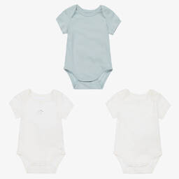 ابسوربا-أوفرول بادي قطن لون أبيض وأزرق (عدد 3) | Childrensalon Outlet