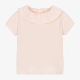 ابسوربا-Girls Pink Cotton Ruffle Collar T-Shirt | Childrensalon Outlet