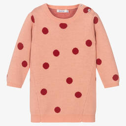 ابسوربا-فستان قطن وصوف محبوك لون زهري وأحمر | Childrensalon Outlet