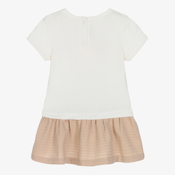 Absorba-Ivory & Beige Cotton Dress | Childrensalon Outlet