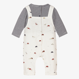 ابسوربا-أوفرول رومبر قطن عضوي جيرسي لون عاجي وكحلي للمواليد | Childrensalon Outlet