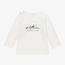 Absorba-Ivory & Blue Cotton Top | Childrensalon Outlet