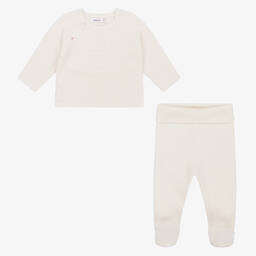 Absorba-Ivory Cotton Knitted 2 Piece Babygrow | Childrensalon Outlet