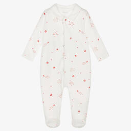 Absorba-Ivory & Red Velour Babygrow | Childrensalon Outlet
