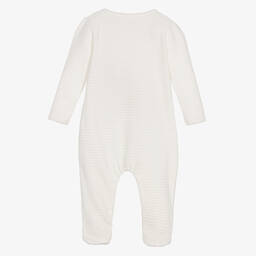 Absorba-Ivory Velour Popper Babygrow | Childrensalon Outlet