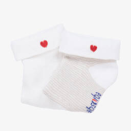 ابسوربا-جوارب مزيج قطن محبوك لون بيج وأبيض (عدد 2) | Childrensalon Outlet