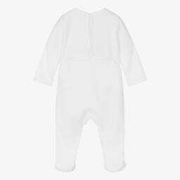 Absorba-White & Beige Velour Babygrows (2 Pack) | Childrensalon Outlet