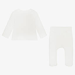 Absorba-White Cotton 2 Piece Babygrow | Childrensalon Outlet