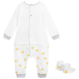 Absorba-White Cotton Babygrow Set | Childrensalon Outlet